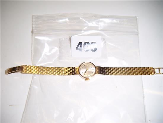 9ct gold Longines wrist watch on bracelet